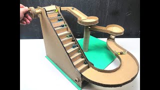 How to make Marble Run with escalator out of cardboard [upl. by Ralli32]