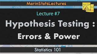 Hypothesis Testing Errors and Power one sample t test I Statistics 101 7  MarinStatsLectures [upl. by Dylana]