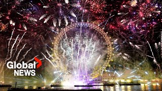 New Years 2023 Clock strikes midnight on Big Ben as London lights up with colours galore [upl. by Mychal]