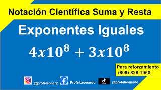 NOTACIÓN CIENTÍFICA SUMA Y RESTA CON IGUAL EXPONENTE [upl. by Uriia]