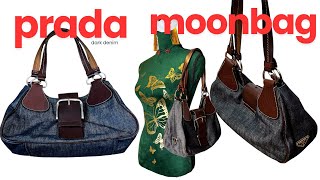 Vintage Prada Dark Denim Moonbag [upl. by Porcia]