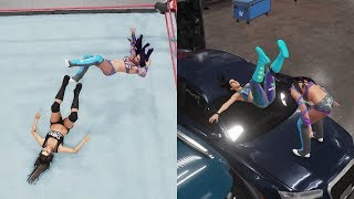 WWE 2K18  Sasha Banks amp Bayley vs The Riott Squad with Ruby Bayley attacks in Backstage  RAW [upl. by Emia]