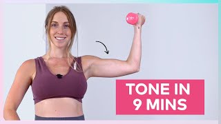 Tone Your Arms Workout  With Weights QUICK  INTENSE [upl. by Silohcin]