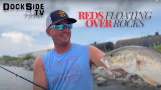 DockSide TV Watching Red Fish Float Over Shallow Rocks [upl. by Yevreh]