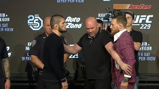 UFC 229 Khabib vs McGregor  Press Conference Faceoff [upl. by Honna]