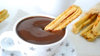 CHURROS CON CHOCOLATE  SIN AZÚCAR Y AL HORNO  VEGANOS [upl. by Nedgo705]