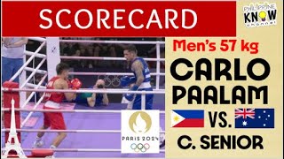 BOXING  SCORECARD  Carlo Paalam vs C Senior  Philippines Australia  2024 Paris Summer Olympics [upl. by Ahsirhcal]