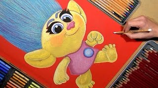 Drawing Trolls Smidge Cartoon Character from Trolls Soft Pastel [upl. by Atnovart]