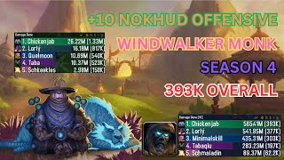 Windwalker Monk Pov 393K Overall  10 Nokhud Offensive Tyrannical  Dragonflight Season 4  1026 [upl. by Aikemot]