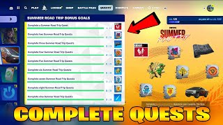 How to EASILY Complete a Summer Road Trip Quest Bonus Goals in Fortnite [upl. by Ardnosak]