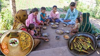 Methi Thepla amp Bharva Bhindi  Village Traditional Cooking  Femous Gujarati Food  VillageLife [upl. by Eneiluj537]