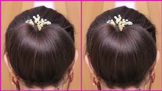 Clutcher Juda Bun Hairstyle For Ladies  Wedding Hairstyle For Long Hair  Simple Juda Hairstyle [upl. by Jacobson]