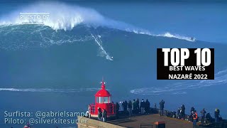 Top 10 BEST WAVES of NAZARE SWELL 2022 [upl. by Evanne]