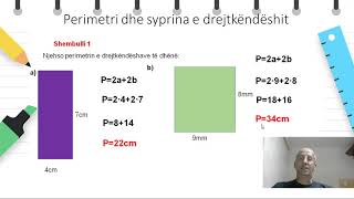 Klasa 7  Matematikë  Perimetri dhe syprina e drejtëkëndëshit [upl. by Gladi]