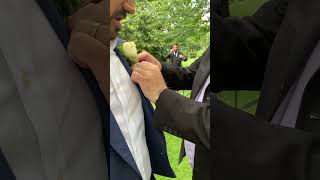 Capel Manor Wedding Celebrant  London Weddings Blessings  Jonathan attaching buttonholes to guest [upl. by Tamanaha551]