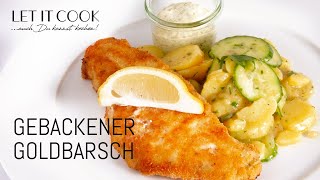 Gebackener Rotbarsch mit Sauce Remoulade und KartoffelGurkensalat [upl. by Burrill]