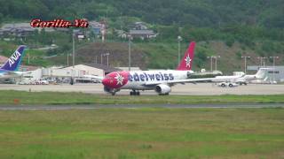 エーデルワイス WK1453便 EDW A330 岡山空港 edelweiss air [upl. by Delphinia]