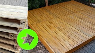 Holzdeck selber bauen  DIY aus alten Paletten [upl. by Naillil]