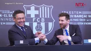 Lionel Messi firma nuevo contrato con FC Barcelona [upl. by Reinar]