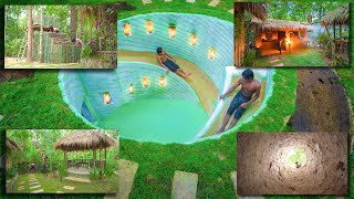 100days Building Bamboo Villa and Underground Water Park in Jungle by Ancient Skills [upl. by Cahra]