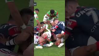 Joseph Manu Smashes Latrell Mitchell shorts nrl roosters rabbitohs [upl. by Anaytat699]