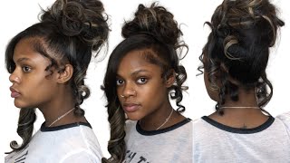 Messy Curled Updo  Messy Bun with Side Bang [upl. by Sarazen]