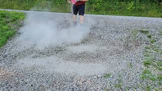 Mixing concrete in with gravel driveway [upl. by Taylor965]