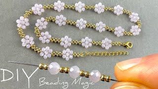 Simple amp Beautiful Pearl Flower BraceletBeaded Bracelet Making How To Useful amp Easy [upl. by Timon]