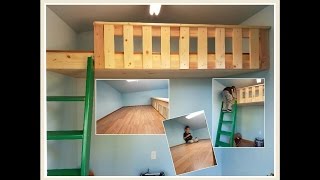 BUILD A LOFT BED WITH NO SUPPORT BEAMS AND EXTRAS [upl. by Basilio]