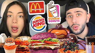 EATING HALLOWEEN FAST FOOD ITEMS FOR 24 HOURS [upl. by Livingstone]