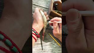 Laying Scrimshaw on Whale’s Tooth Knife Handle [upl. by Dnamron]