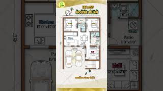 33× 45 House Plan with Double Car Parking 2BHK Open Wash 4050 house design 30 by 50 home plan [upl. by Junina]