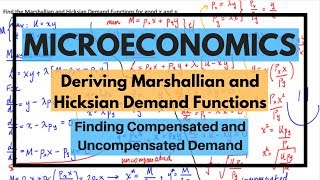 Deriving Marshallian and Hicksian Demand Functions Compensated and Uncompensated Demand [upl. by Saihttam]