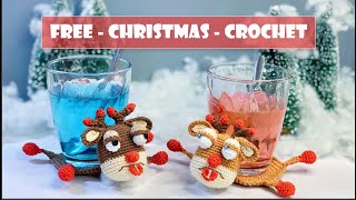 Easy Crochet For Beginner Reindeer Coaster For Christmas  Free Crochet Pattern Amigurumi Tutorial [upl. by Trebmal]