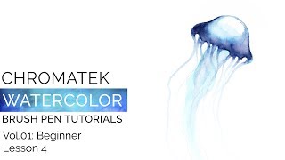 Watercolor Brush Pen Tutorials by Chromatek Beginner Vol01 Lesson 04 [upl. by Esoranna]