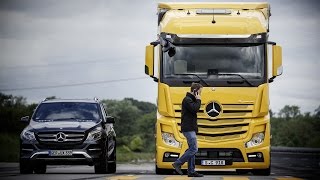 MercedesBenz Actros  Active Brake Assist 4 and Sideguard Assist 2016 [upl. by Eseerehs23]