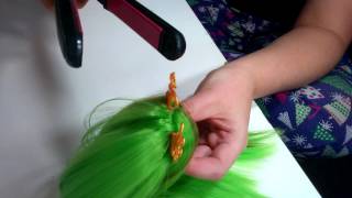 How to straiten Nylon Doll Hair with a Flat Iron  The Doll Planet Tutorial [upl. by Enneire567]