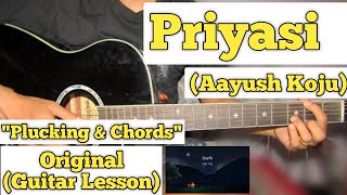 Priyasi  Aayush Koju  Guitar Lesson  Plucking amp Chords  Capo 3 [upl. by Sedrul590]