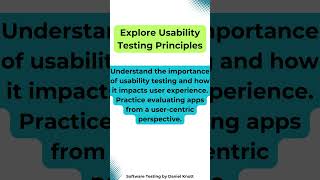 Explore Usability Testing Principles softwaretesting mobiletesting [upl. by Lenoj]