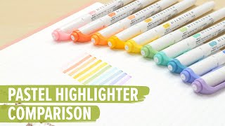 Pastel Highlighter Comparison Mildliners Stabilo Highlighters and More [upl. by Dnalon]