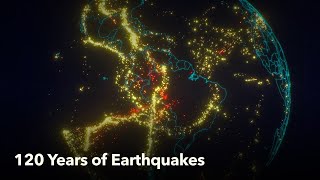 Animated Maps 120 Years of Earthquakes 4K [upl. by Crescint]