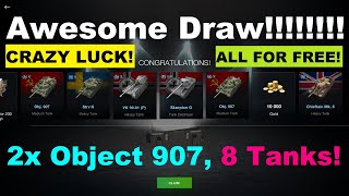 Awesome Draw WoT Blitz  Incredible LUCK I WON 8 TOP TANKS and 32000 GOLD for FREE [upl. by Adlez]