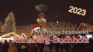 Weihnachtsmarkt Annaberg 2023  verschneit und wunderschön🎄  4K [upl. by Anilegna8]