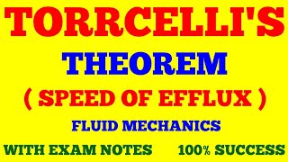 TORRCELLIS THEOREM  TORRCELLIS LAW  VELOCITY OF EFFLUX  FLUID MECHANICS  WITH EXAM NOTES [upl. by Eidualc]