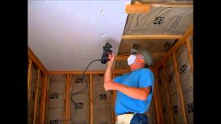 How I Hang Sheetrock  Drywall  on the Ceiling By Myself or Yourself DIY [upl. by Petite]