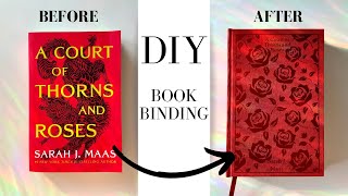 Rebind a paperback to hardcover full tutorial ACOTAR makeover [upl. by Ardme]