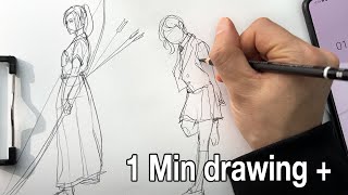 1min Drawing a  Croquis [upl. by Aelc]