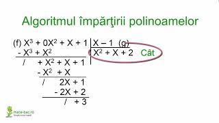 Impartirea polinoamelor  Algebra cls a 12a [upl. by Ynatterb]