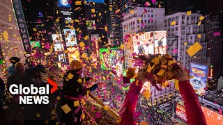 New Year’s 2024 New York City celebrates with iconic ball drop at Times Square [upl. by Ordnassela565]