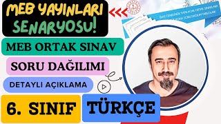 6 Sınıf Türkçe Ortak Sınavı Konu Soru Dağılımı  MEB Yayınları Senaryosu [upl. by Klement]